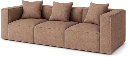 Box 3 personers sofa 3 pynteputer beige brun.