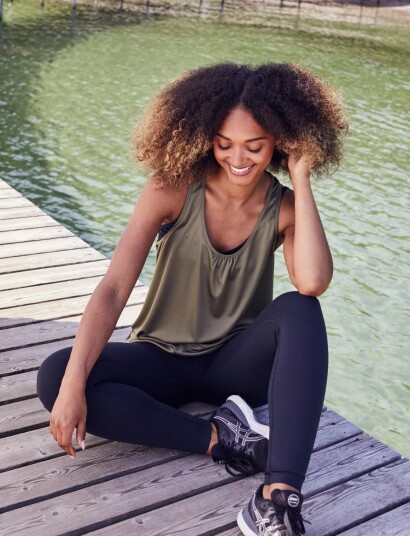 ZEBDIA Women Sports Top 2 Pack Khaki green L