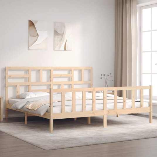 vidaXL Sengeramme med hodegavl 6FT Super King heltre 8720845982614