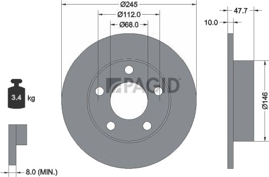 PAGID 53952NC Bremseskive PAGID 53952NC Bremseskive