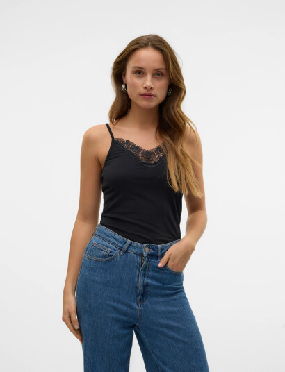 Vero Moda Vminge Lace Singlet Jrs Noos - Black - XXL