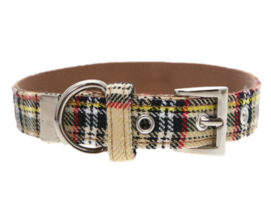 Hundehalsbånd Tartan S 25mmx20-28cm Beige