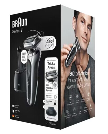 Braun Series 7 71-S7200c Barberingsmaskin Sort Sølv Batteri Lithium-Ion Li-Ion 50 min 5 min