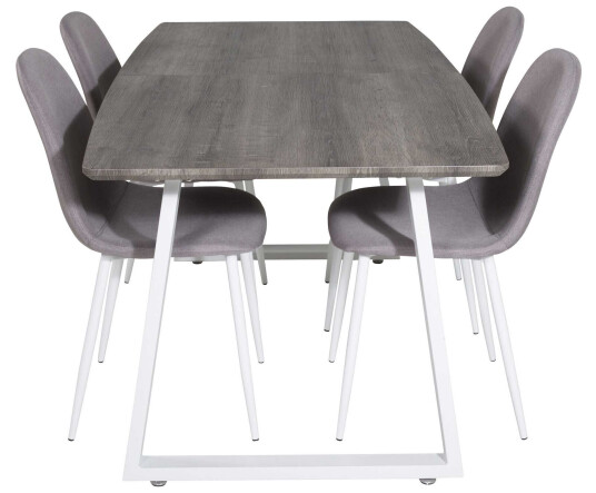 Venture Design Inca & Polar spisegruppe Grå/grå 4 st stoler & bord 160 x 85 cm