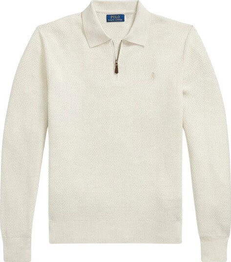 Polo Ralph Lauren Washable Wool Polo Collar Sweater   TRIFLE CREAM HEAT   L