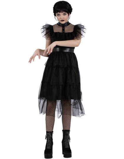 Gothic Prom Dress   Wednesday Inspirert Kostyme til Barn