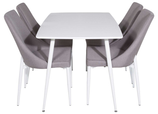 Venture Design Polar & Leone spisegruppe Hvit/hvit 4 st stoler & bord 120 x 80 cm