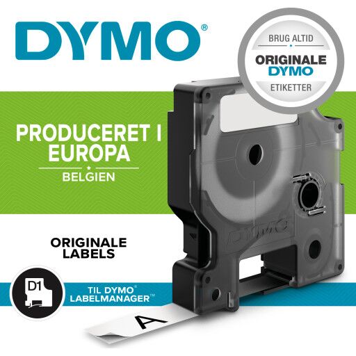 DYMO D1® High Performance / Durable tape, 12mm x 3m rull, hvit på rød, selvklebende tape til LabelManager printere, original DYMO D1® High Performance / Durable tape, 12mm x 3m rull, hvit på rød, selvklebende tape til LabelManager printere, original