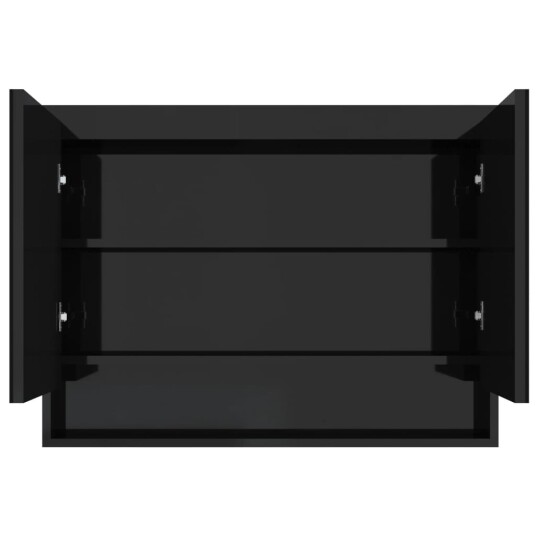 Speilskap til bad 80x15x60 cm MDF skinnende svart