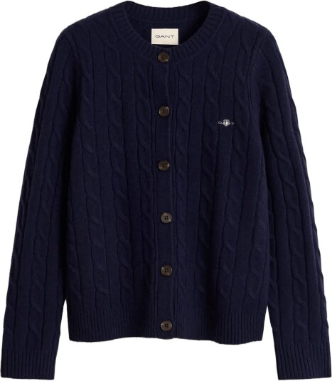 Gant Lambswool Cable Knit Cardigan EVENING BLUE XXL
