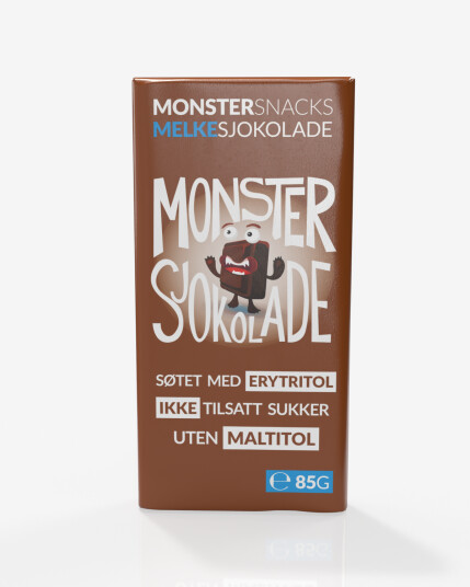 Monster Lavkarbo Belgisk Melkesjokolade - UTEN MALTITOL - 85g Monster Lavkarbo Belgisk Melkesjokolade - UTEN MALTITOL - 85g