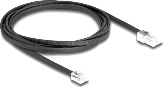 Delock Telefonkabel Rj 45 Hann Til Rj 11 Hann 2 M Flat Svart