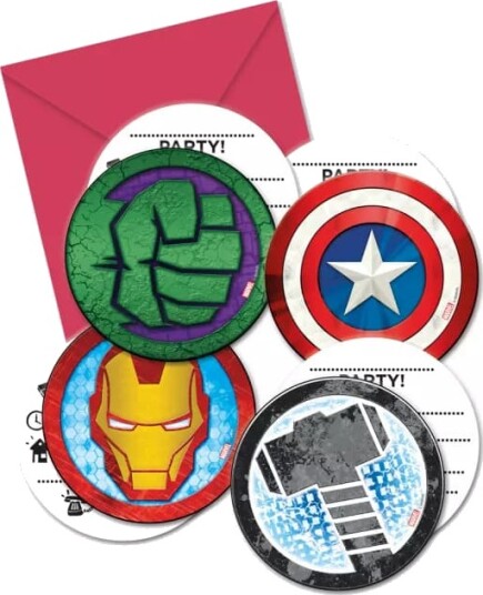 Globos Avengers Invitasjoner 6 stk 87970 Globos Avengers Invitasjoner 6 stk 87970