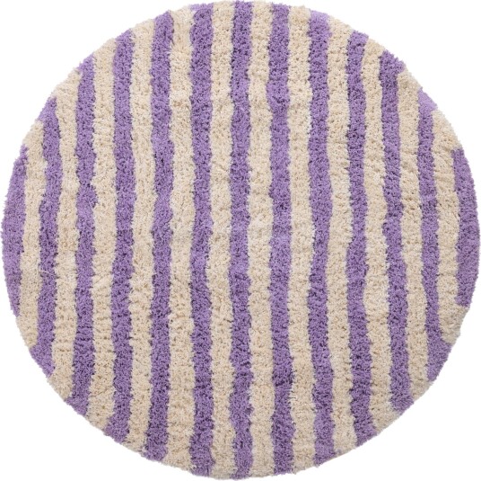 Rundt teppe Thira Stripe Cotton Shaggy krem/lys lilla Størrelse: Ø 160 cm Rundt teppe Thira Stripe Cotton Shaggy krem/lys lilla Størrelse: Ø 160 cm