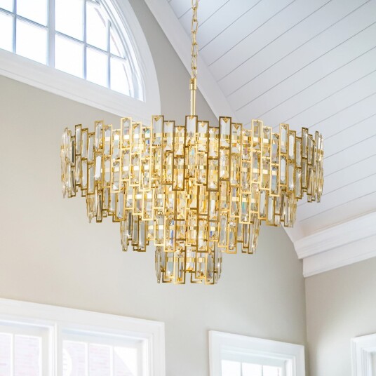 Calmeilles hengelampe messing Ø 78 cm glass – Stars of Light   Stue   Med flere lyskilder