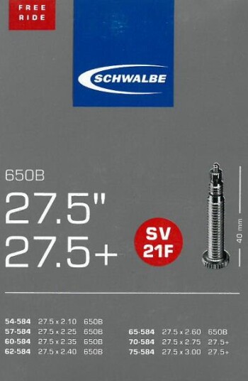 Schwalbe 21f Sv 27,5 X 2,10-3,00" Presta Slange Schwalbe 21f Sv 27,5 X 2,10-3,00" Presta Slange
