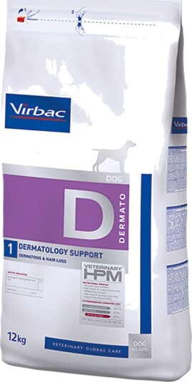Virbac Tørrfôr Veterinary Hpm Dog Dermatology Support D1 2 X 12 kg