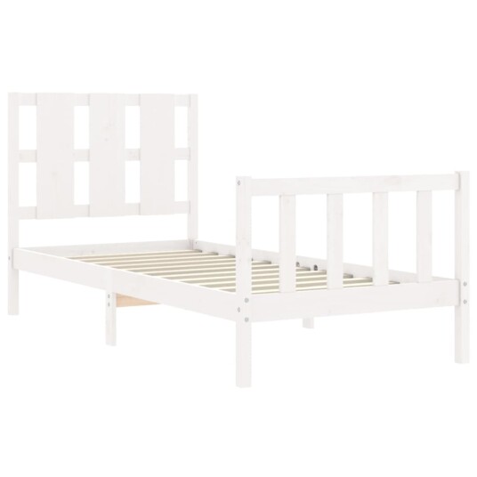 vidaXL Sengeramme med hodegavl hvit 2FT6 liten enkel heltre 8720845973629