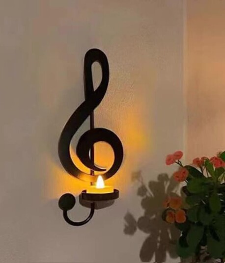 4 stk. Svart Noter Vegglampe Noter Lysestake Veggdekor Musikalske Noter Stil Lysestaker Hengende Veggskilt Musikk