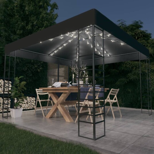 vidaXL Hagepaviljong med LED-lysslynge 3x3 m antrasitt vidaXL Hagepaviljong med LED-lysslynge 3x3 m antrasitt