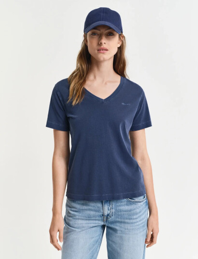 GANT Reg Sunfaded Ss V-Neck T-Shirt - Blue - XS