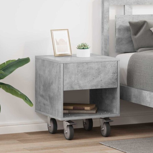 Nattbord 2 pcs Betonggrå 40,5 x 40 x 48 cm Konstruert tre