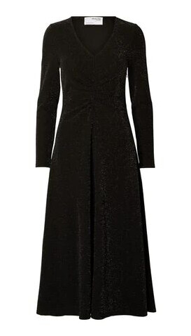 Selected Femme Rue LS Midi Glitter Dress - Black M