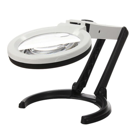 Sammenleggbar stor forstørrelsesglass med LED-lampe 2 x 120mm
