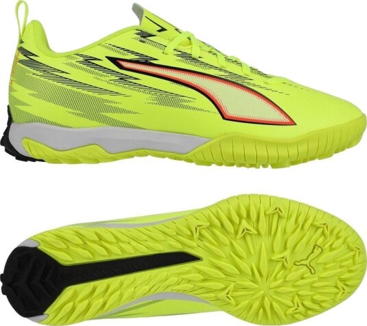 PUMA Ultra 6 Play Mid + TT Unleashed Gul/PUMA Svart/rød/Lime Squeeze Barn Turf (TF) størrelse 37½