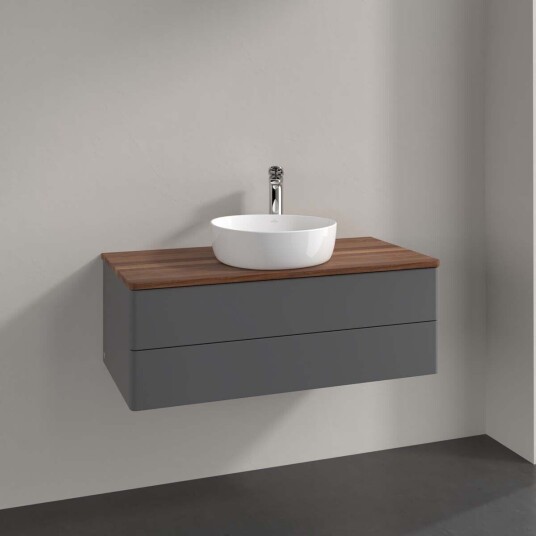 Villeroy & Boch  Antao Servantskap med 2 skuffer 100x50x36 cm u/lys Antrasitt/Valnøtt