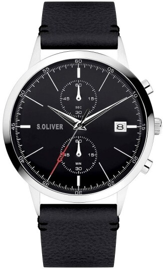 s.Oliver Herreklokke SO 4124 LC S.Oliver Classic Sort/Lær Ø44 mm s.Oliver Herreklokke SO 4124 LC S.Oliver Classic Sort/Lær Ø44 mm