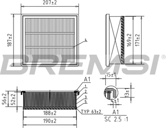 Luftfilter BREMSI FA0212 Luftfilter BREMSI FA0212