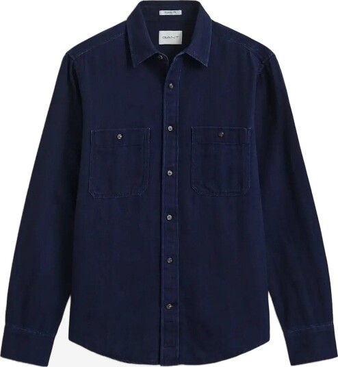 Gant Reg Indigo Herringbone Shirt DARK BLUE XXL