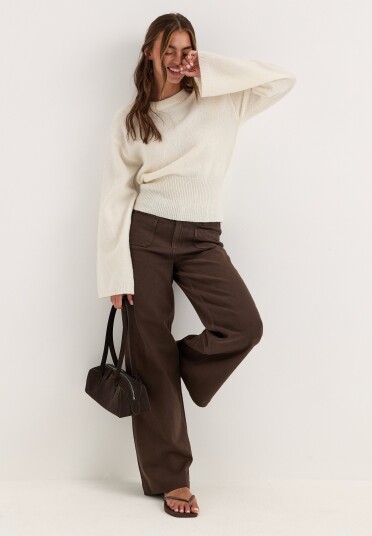 Bubbleroom Knitted Wool Blend Wide Sleeve Sweater