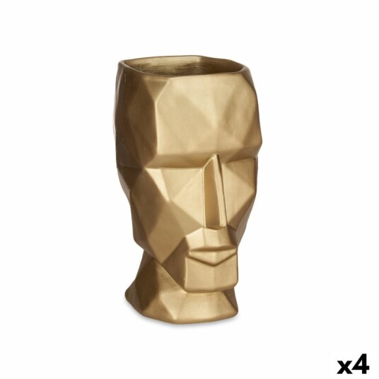 Gift Decor Vase 3d Ansikt Gyllen Polyresin 12 X 24,5 X 16 Cm (4 Enheter)