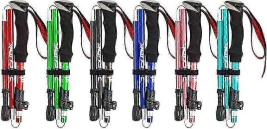 1 stk. 5-delt sammenleggbar turstav Turstaver Gåstav Fotturer Naturehike Antishock rød 95–110 cm