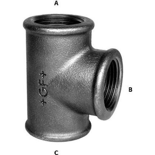 Sort T-rør 1 1/4" x 1/2 x 1" Sort T-rør 1 1/4" x 1/2 x 1"