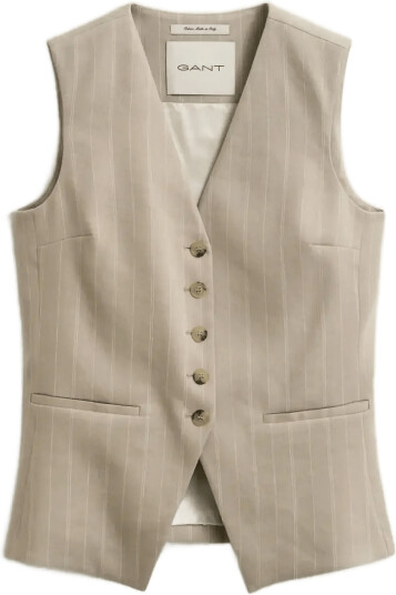 Gant Pinstripe Linen Blend Vest Beige 44