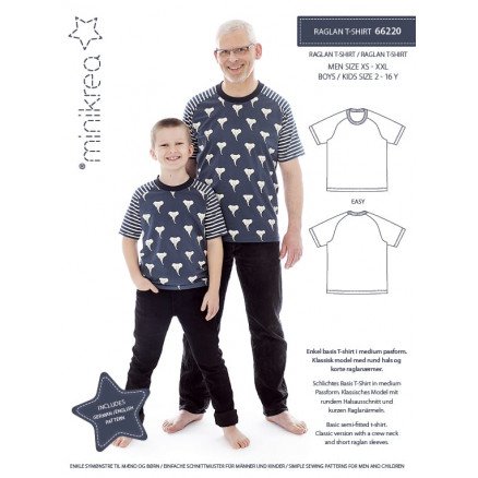 MiniKrea Raglan T skjorte Størrelse 2 16 år XS XXL