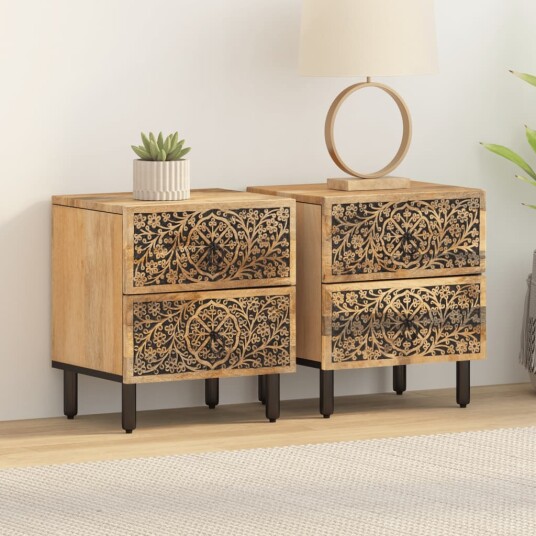  Nattbord 2 stk 40x33x46 cm heltre mango 8721012107694