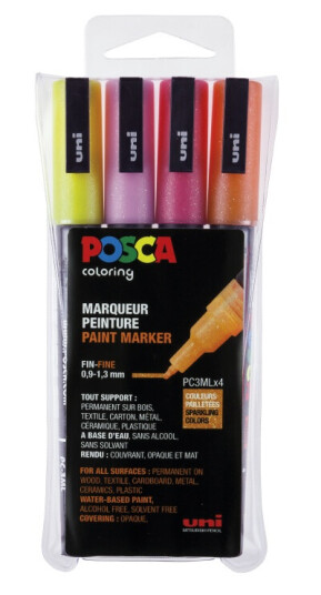 Posca Posca PC-3M Glitter Red tones  Set of 4