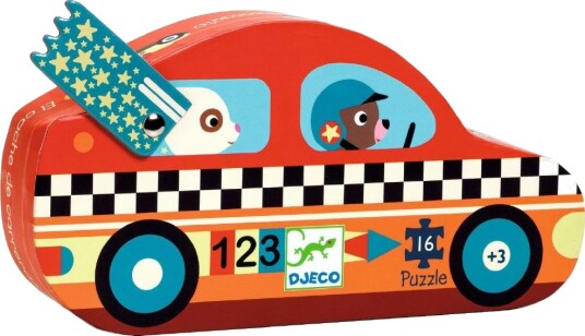 Djeco Puslespill 16 Brikker The Racing Car Djeco OneSize Puslespill