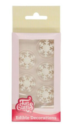 Funcakes - Kakepynt spiselig snøstjerne 12 stk hvit Funcakes - Kakepynt spiselig snøstjerne 12 stk hvit