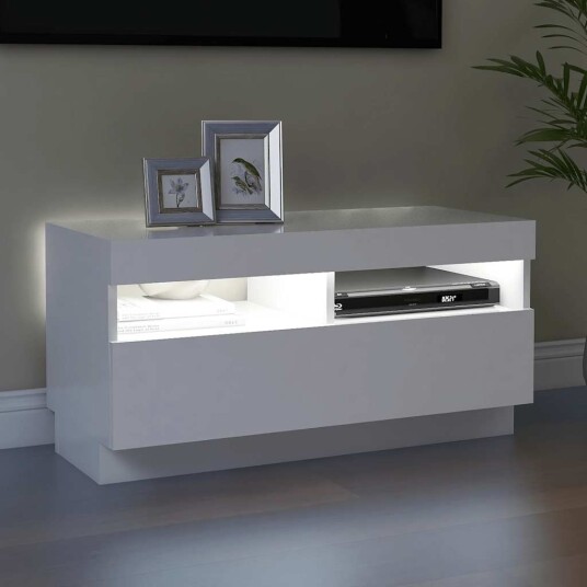 vidaXL TV-benk med LED-lys hvit 80x35x40 cm vidaXL TV-benk med LED-lys hvit 80x35x40 cm
