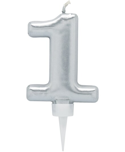 1 Tall Sølvfarget Kakelys 11 cm 1 Tall Sølvfarget Kakelys 11 cm
