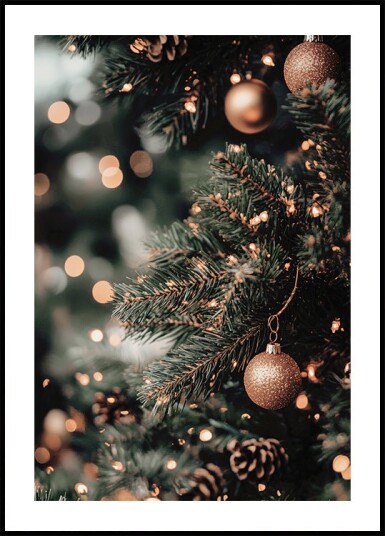 Christmas Tree with Golden Lights Plakat Plakat / 40x50cm