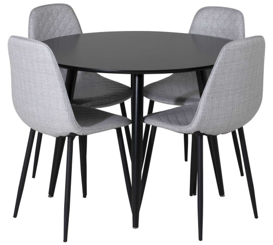 Venture Design Plaza & Polar spisegruppe Svart/grå 4 st stoler & bord 100 cm