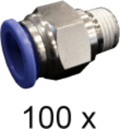 Adapter 1/4". Innstikkskobling 12 mm. Hunn. Pakke med 100 stk.