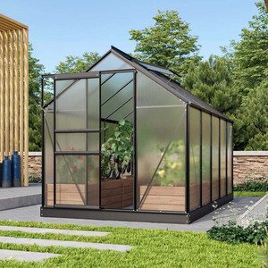 Vitavia Venus drivhus 6,2 m2 polykarbonat svartlakkert aluminium