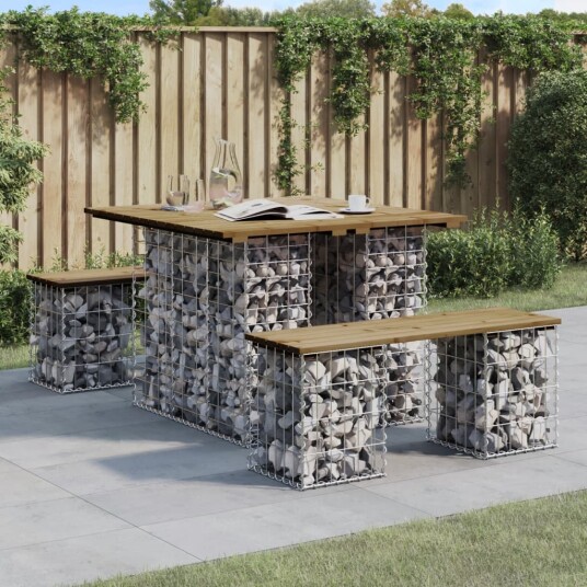 vidaXL Hagebenk gabiondesign 100x102x72 cm impregnert furu vidaXL Hagebenk gabiondesign 100x102x72 cm impregnert furu